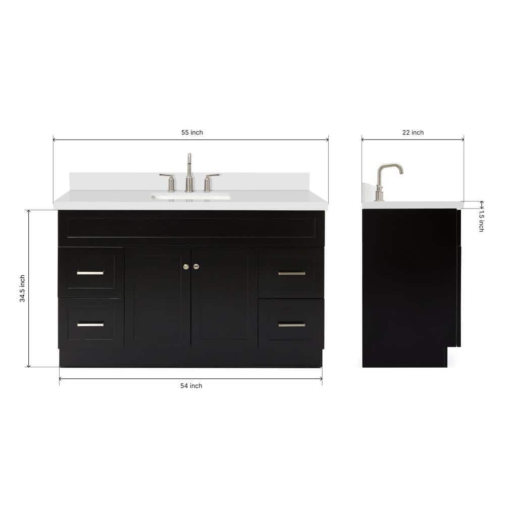 Hamlet 55" Black Vanity with White Quartz Top