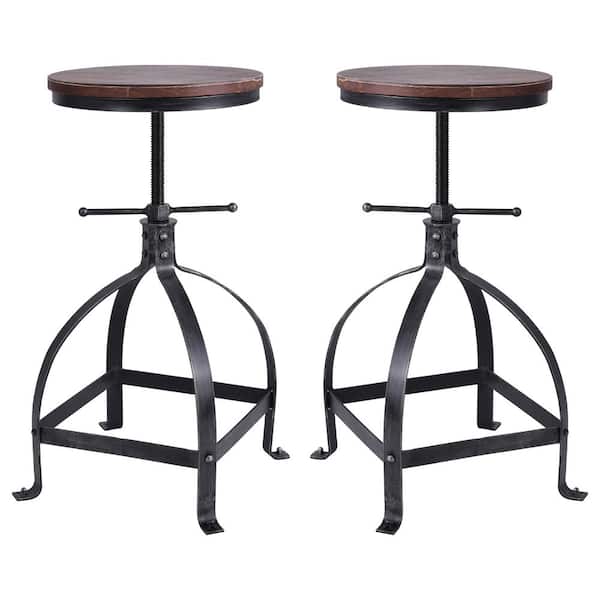 Today's Mentality Palmer Adjustable Silver Brushed Gray Bar Stool (Set of 2)