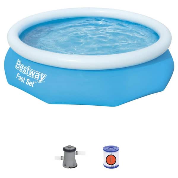 Bestway Fast Set 10 ft. x 30 in. D Round Inflatable Pool with 330 GPH Filter Pump
