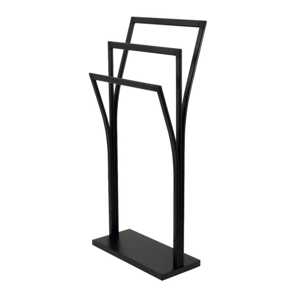 Matte Black Freestanding Y-Style Towel Rack with Triple Bars