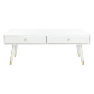 Levinson 48 in. White/Gold Wood Coffee Table