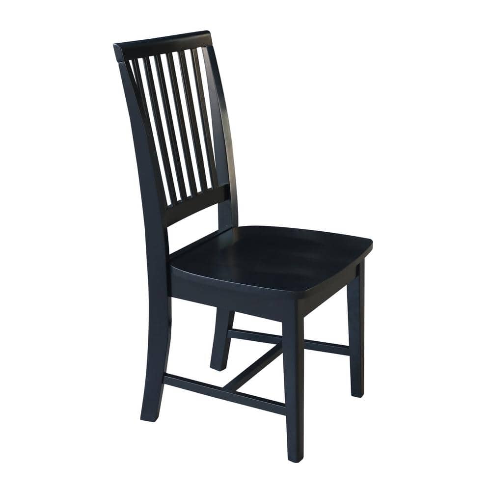 Elegant Mission High Slat Back Solid Wood Side Chair in Black - Set of 2