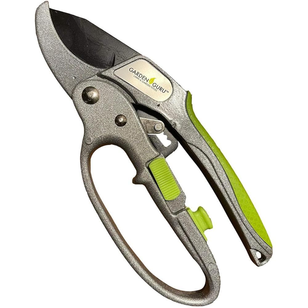 GARDEN GURU 8 in. HeavyDuty Ratchet Pruning Shears for Weak Hands