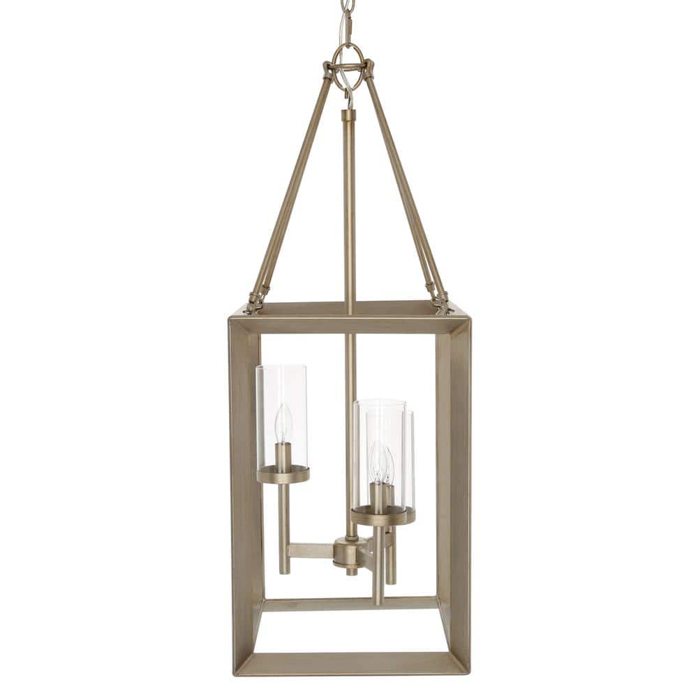 White Gold 3-Light Pendant with Clear Glass Shade