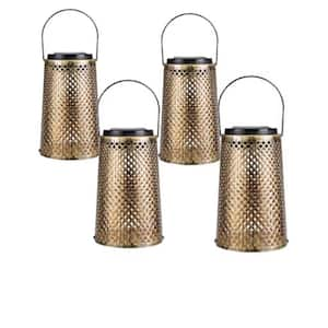 4-Pack Solar Powered Outdoor Gold Hanging Lantern Lights for Tree, LED Weather Resistant Path Light, Solar Table Lamps