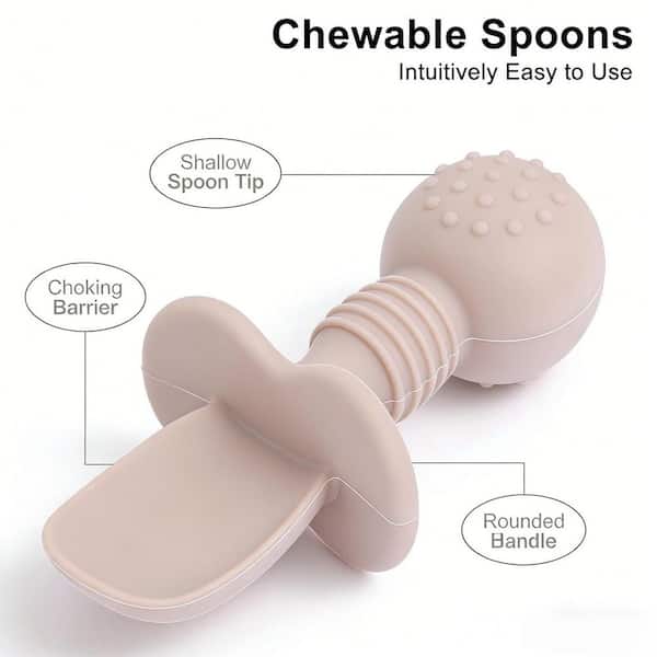 Esepony Pink silicone 3-compartment divided plate with suction design,  BPA-free, includes utensils (2-piece set) TS746224