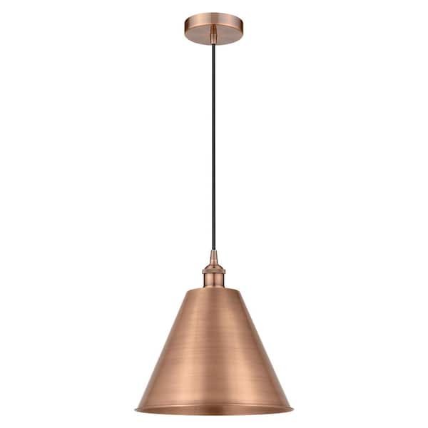 Edison Cone 100-Watt 1-Light Antique Copper Standard Mini Pendant Light with Metal Shade
