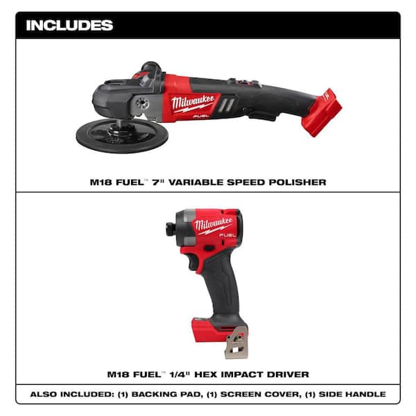 M18 FUEL 18V Lithium-Ion Brushless Cordless 7 in. Variable Speed Polisher w/ Impact Driver