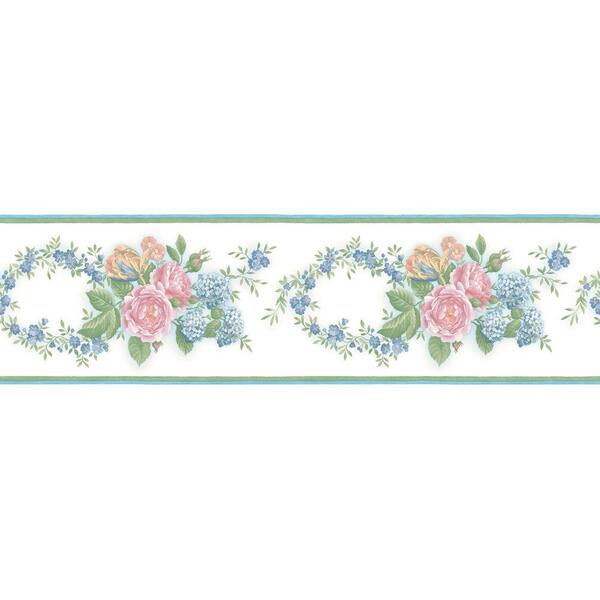 The Wallpaper Company 6 in. x 15 ft. Pastel Floral Trail Border-DISCONTINUED