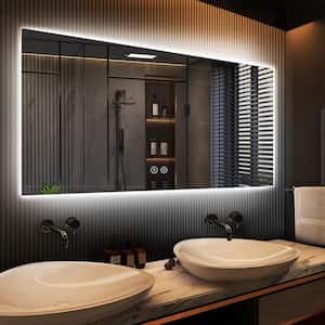 60 in. W x 24 in. H Large Rectangular Frameless Anti-Fog LED Wall Bathroom Vanity Mirror in Silver, Back Light
