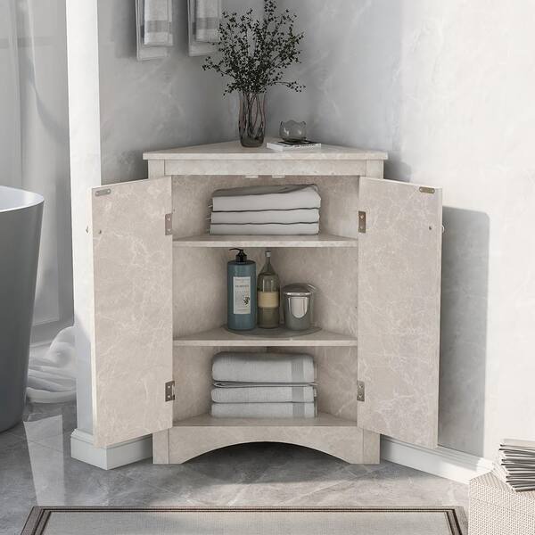 Bnuina 17.2 in. W x 17.2 in. D x 31.5 in. H White Marble
