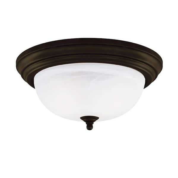 Westinghouse 1-Light Ceiling Fixture Oil Rubbed Bronze Interior Flush-Mount with Frosted White Alabaster Glass