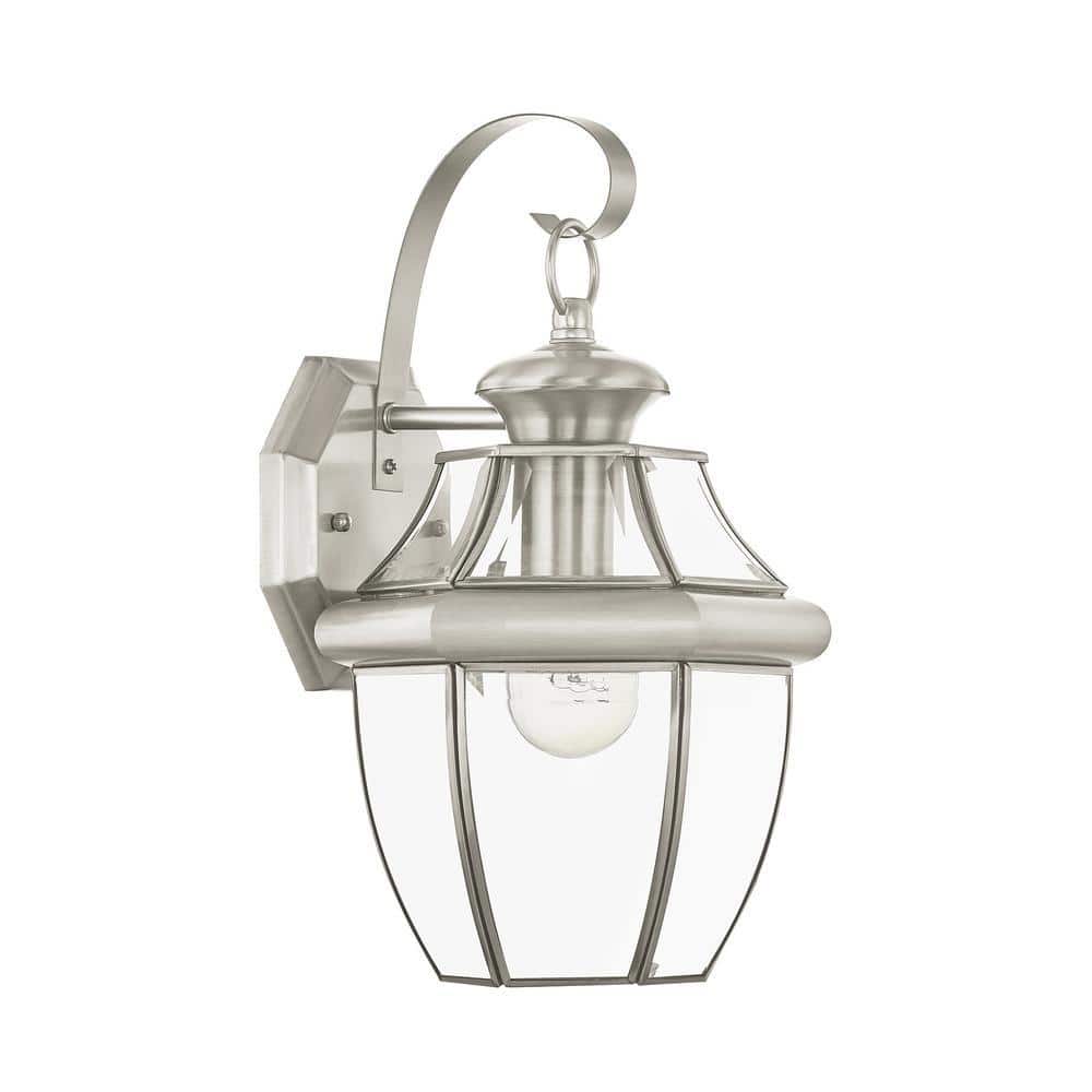 Brushed Nickel Traditional Outdoor Wall Sconce with Dome Shade