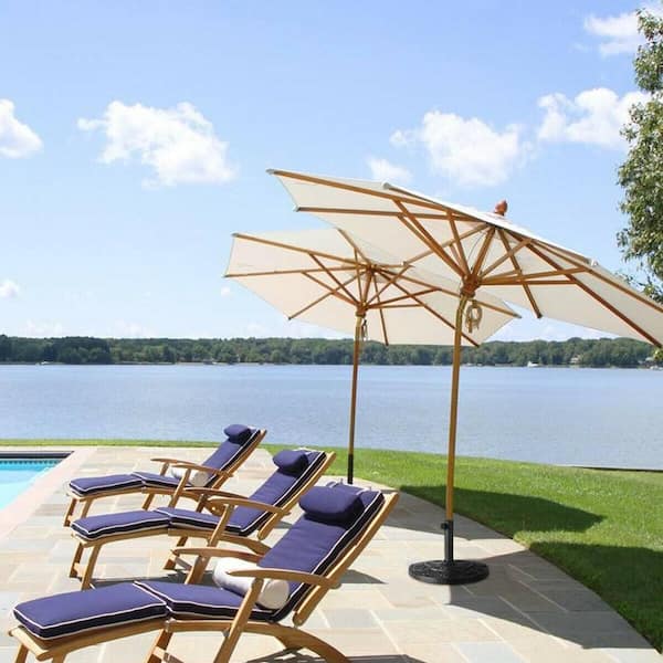 Half Round Resin 20 lbs. Patio Umbrella Base in Black