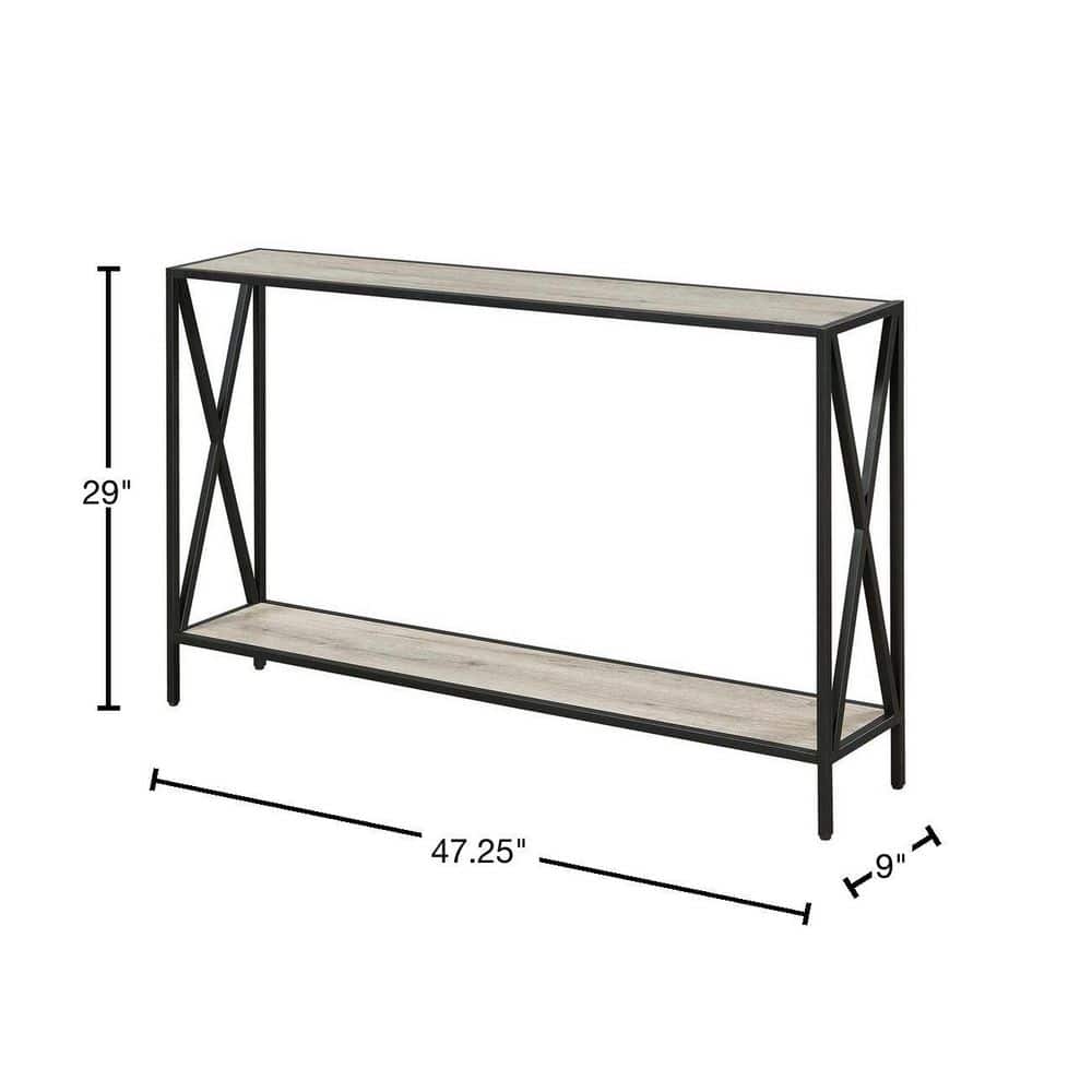 Tucson Sandstone and Black Console Table with Storage Shelf