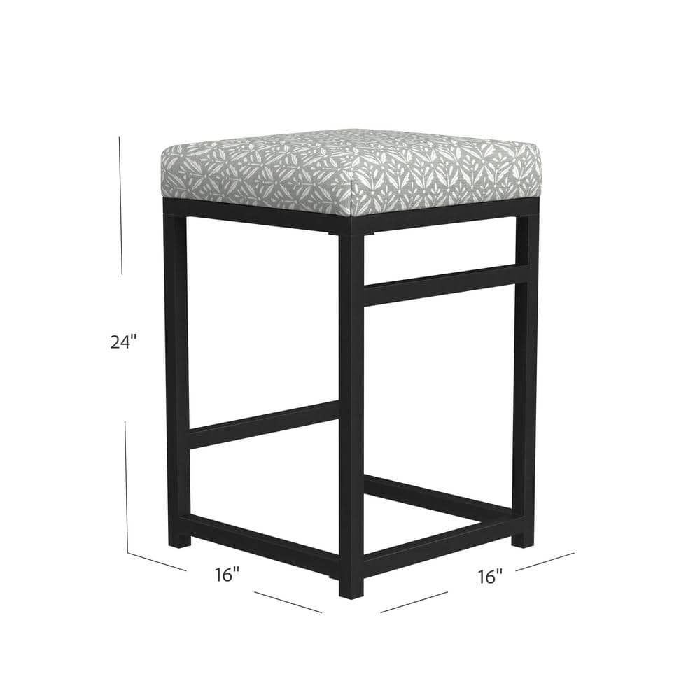 24-Inch Backless Light Gray Print Metal Counter Stool