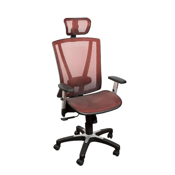 Ergomax Office 53 in Tall Red Ergonomic Adjustable Office Chair with Fabric Seat, Lumbar Support, Headrest and Armrests