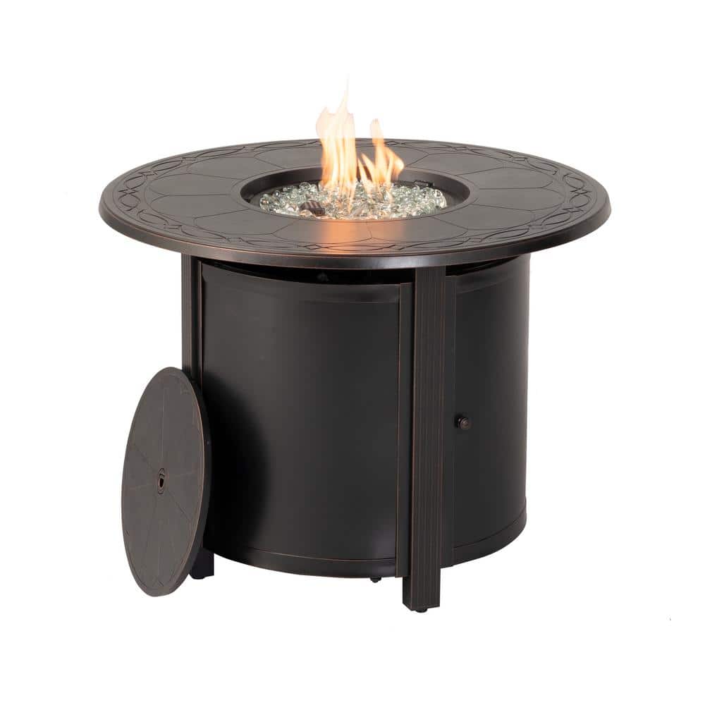 Hartwick 34" Round Black Aluminum Gas Fire Pit Table