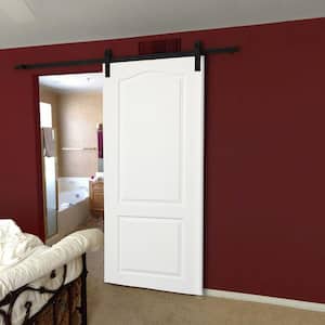 32 in. x 80 in. Primed Rockport Smooth Surface Solid Core Door with Barn Door Hardware Kit