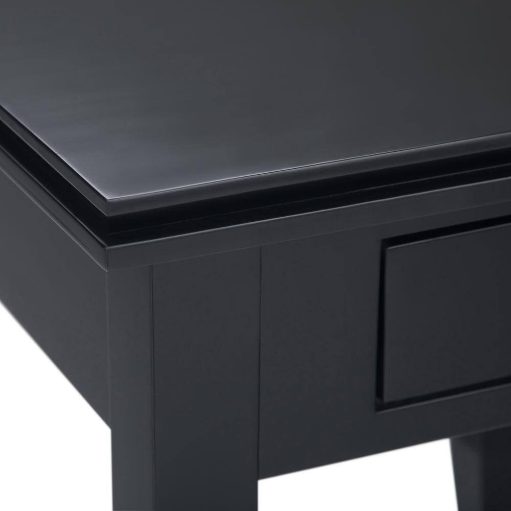 Artisan Square Black Solid Wood Side Table with Storage