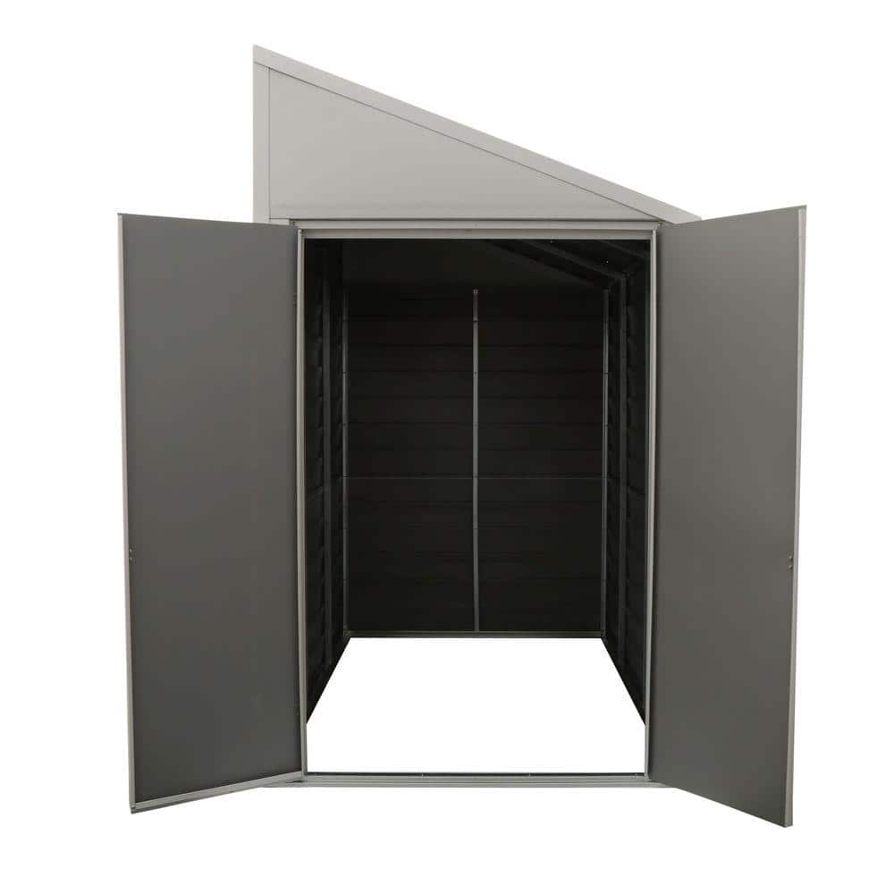 White 4 x 7 ft Steel Garden Storage Shed with Pent Roof