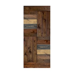 S Series 36 in. x 84 in. Multicolour Finished DIY Solid Wood Sliding Barn Door Slab - Hardware Kit Not Included
