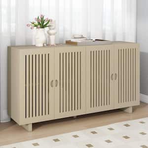 Almond MDF 60 in. Sideboard with Superior Storage Space, Hollow Door Design, Adjustable Shelves, Cable Management Hole