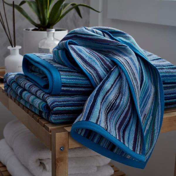 Rhythm Blue Striped Cotton Single Bath Towel