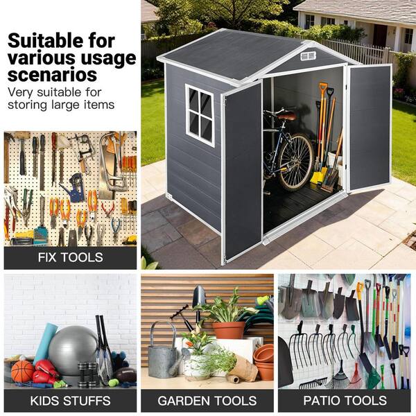 6 ft. W x 4 ft. D Plastic Outdoor Storage with Floor and Lockable