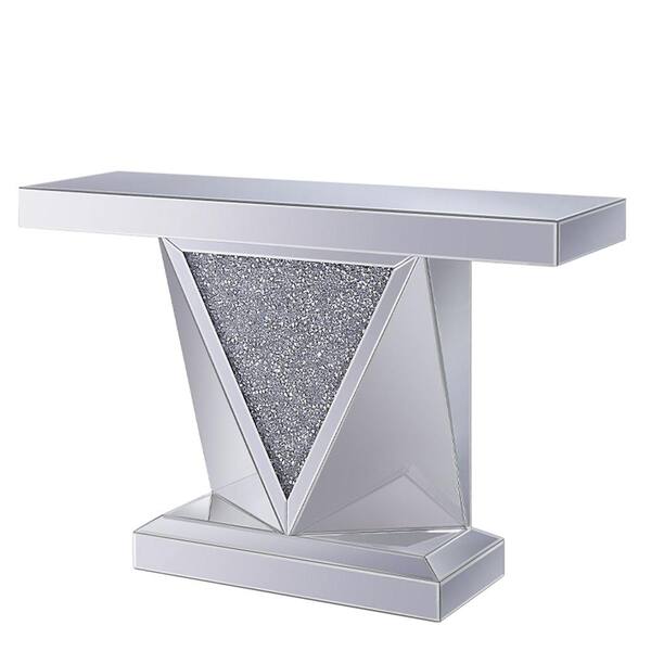Acme Furniture Noralie Mirrored and Faux Diamonds Console Table