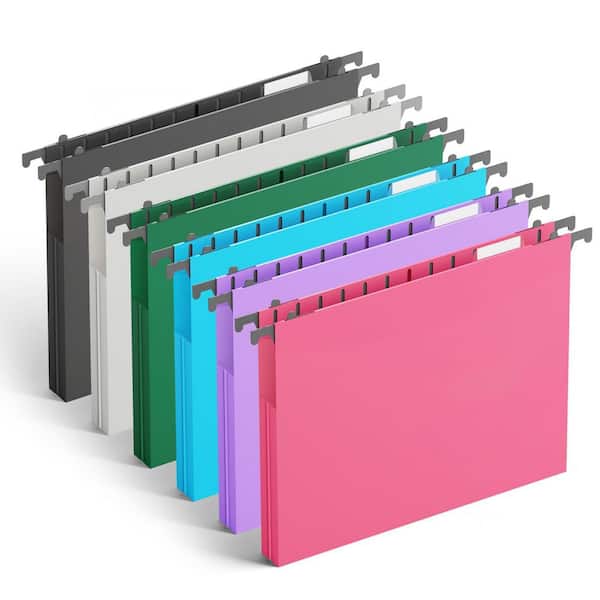 12 Pack Multi-Colored Letter Size Hanging File Folders Extra Capacity, 1 in. File Folder Organizer, File Cabniet Folders