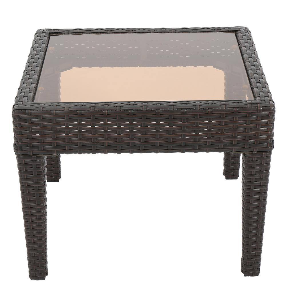 20 in. W x 15.3 in. H Wicker Outdoor Accent Table with Glass Top, Clean Design for Patio, Garden, Backyard, Brown Multi price history on PriceWatchPro