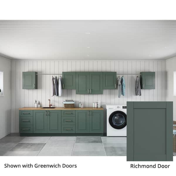 MILL'S PRIDE Richmond Aspen Green Plywood Shaker Stock Ready to Assemble Kitchen-Laundry Cabinet Kit 24 in. x 84 in. x 178 in.