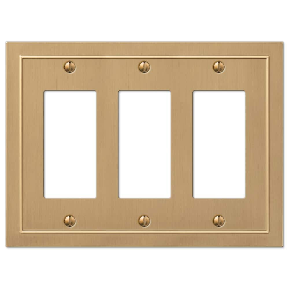 Brushed Bronze Triple Rocker Metal Wall Plate