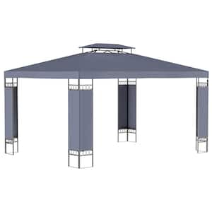 13 ft. x 10 ft. Grey Patio Gazebo Outdoor Canopy Shelter with Double Vented Roof, Steel Frame