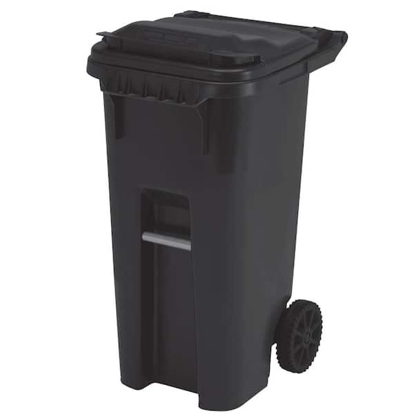 Rehrig Pacific 35 gal. Black Commercial Grade Wheeled Trash Can