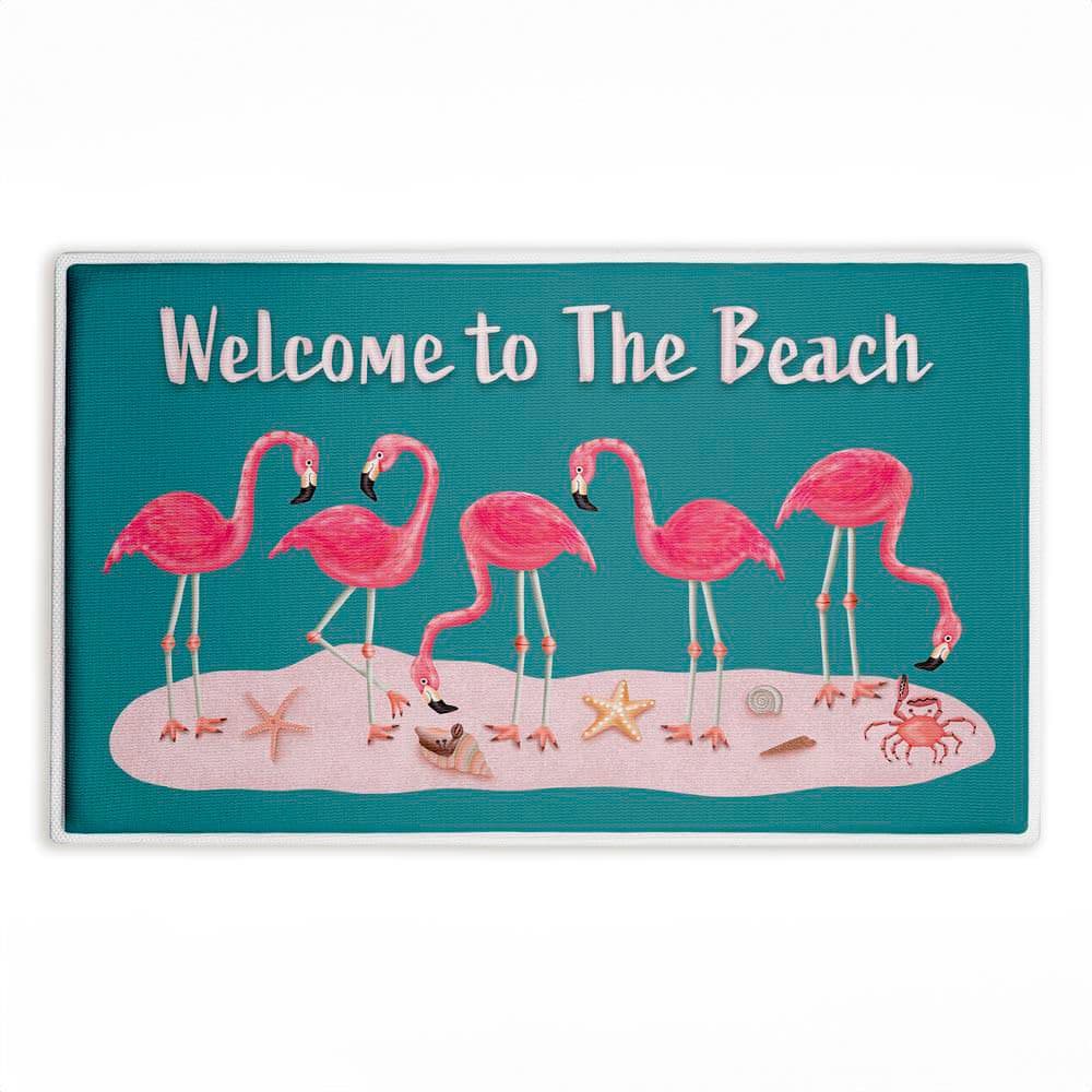 Flamingo Beach Greetings 18 in. x 30 in. Green Graphic Polyester Blend Rectangle Bath Mat price history on PriceWatchPro