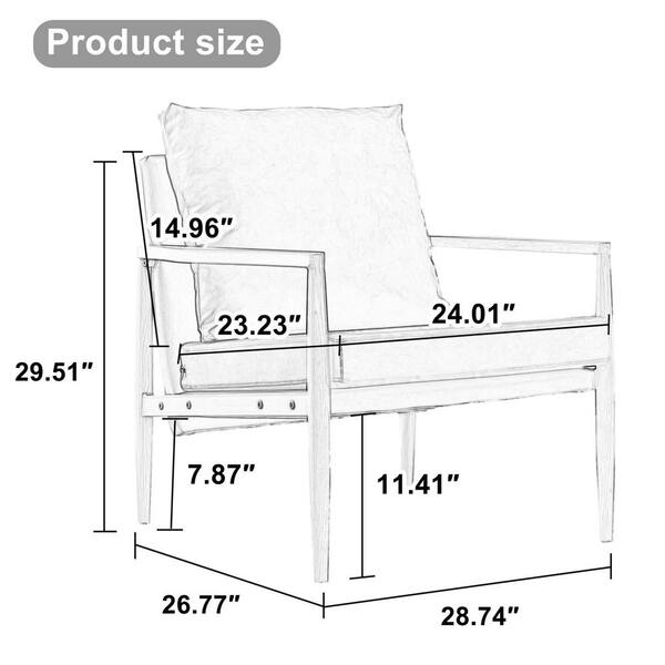 Aoibox Dark Brown PU and Wood Mid-Century Arm Chair with Extra-Thick Padded Backrest and Seat Cushion