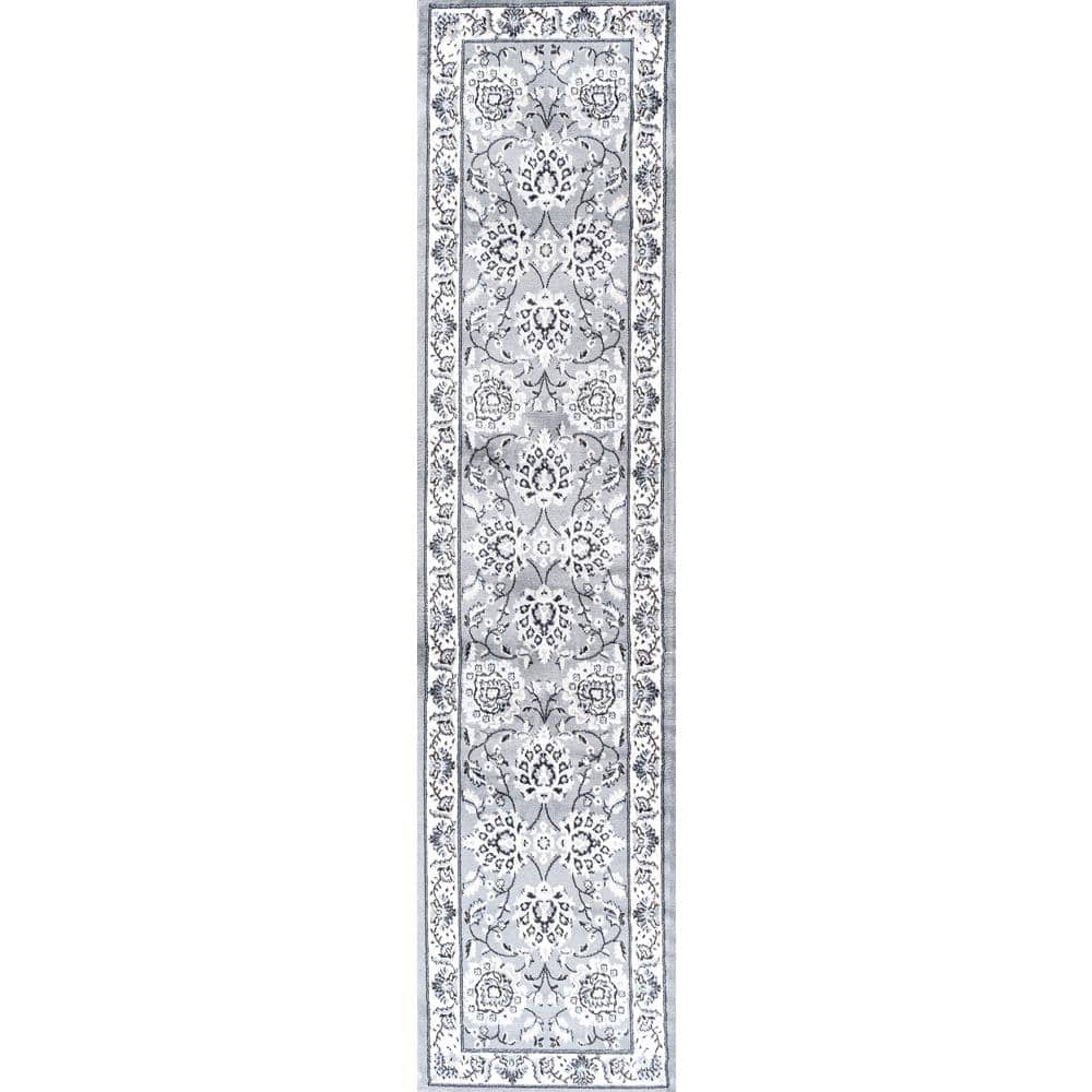 Cherie French Cottage Gray/Cream Synthetic Runner Rug