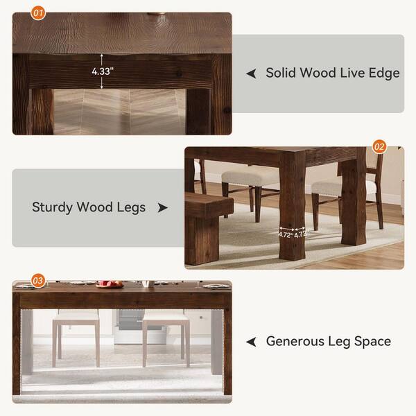 TRIBESIGNS WAY TO ORIGIN Dark Brown Rectangle Solid Wood 63 in. 4