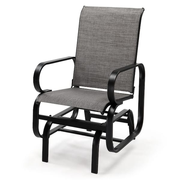 23 in. 1-Person Black Metal Textilene-Clothed Outdoor Glider