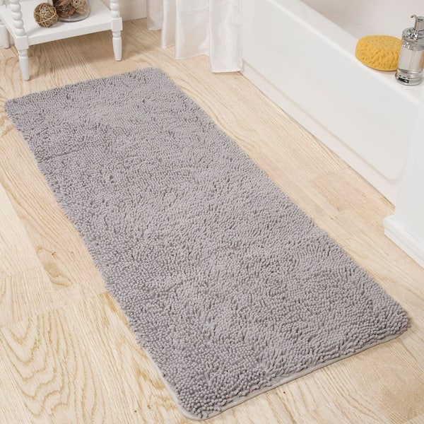 Shag Grey 24 in. x 60 in. Memory Foam Bath Mat