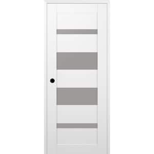 Mirella 18 in. x 80 in. Right Hand 4 Lite Frosted Glass Snow White Composite Wood Single Prehung Door