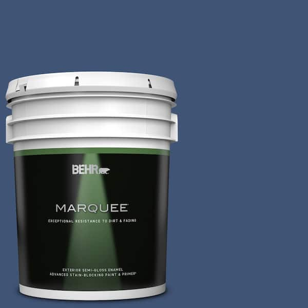 BEHR MARQUEE 5 gal. #600D-7 Daring Indigo Semi-Gloss Enamel Exterior Paint & Primer