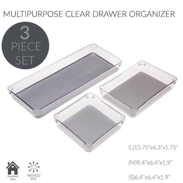 3-Piece Clear Drawer Organizer Set