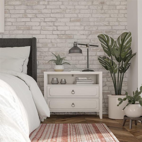 Novogratz Her Majesty 2-Drawer Soft White Nightstand