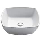 Elavo Flared Square Ceramic Vessel Bathroom Sink in White