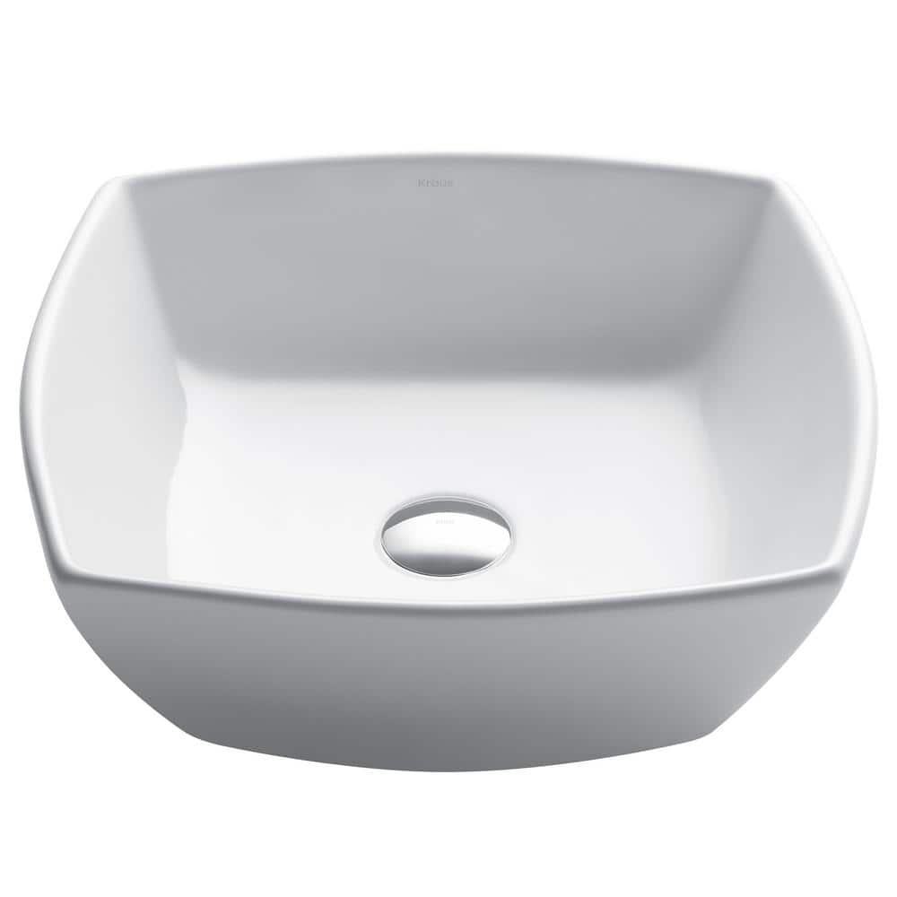 16.5 Inch White Ceramic Square Vessel Sink