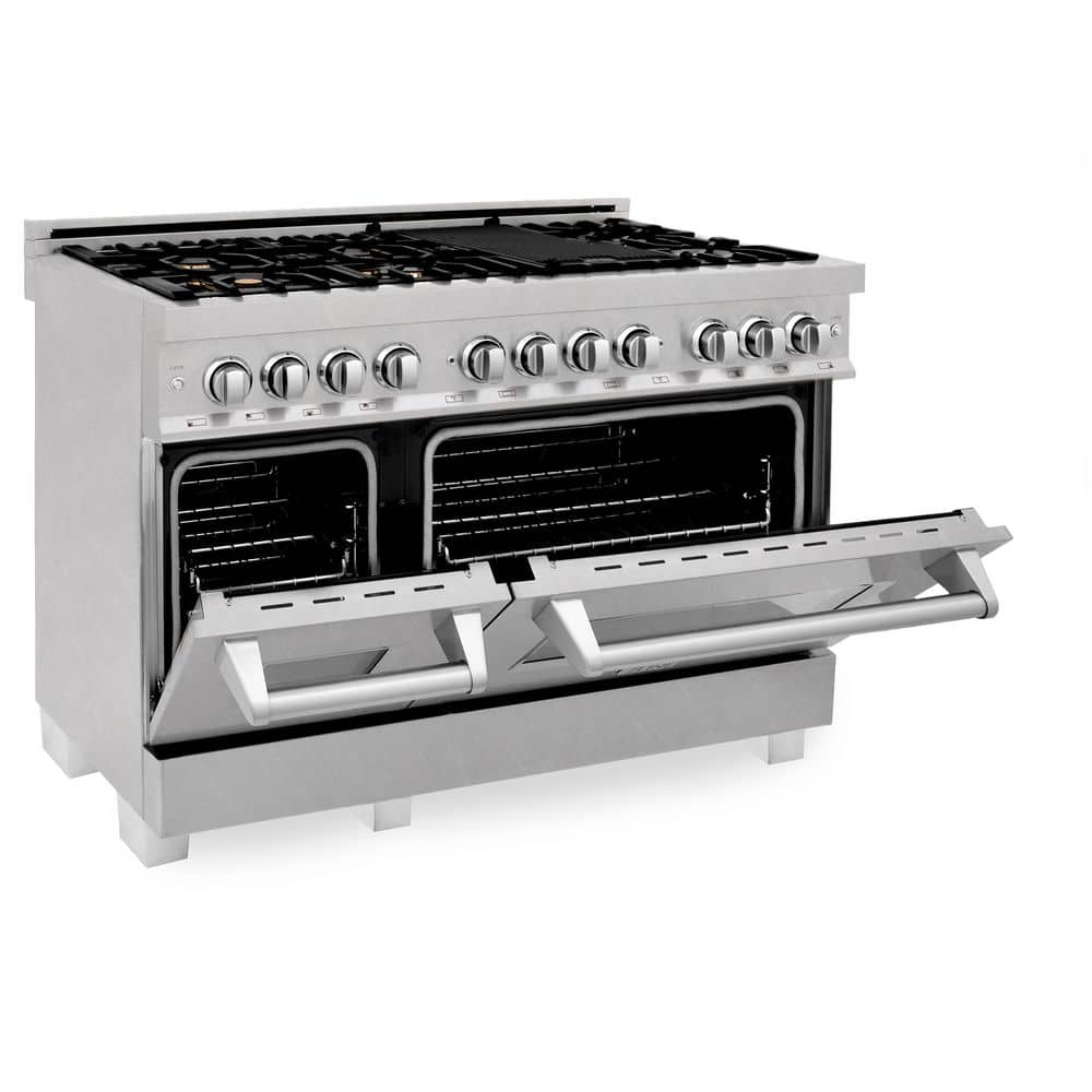 ZLINE 48" Stainless Steel Dual Fuel Range with Brass Burners