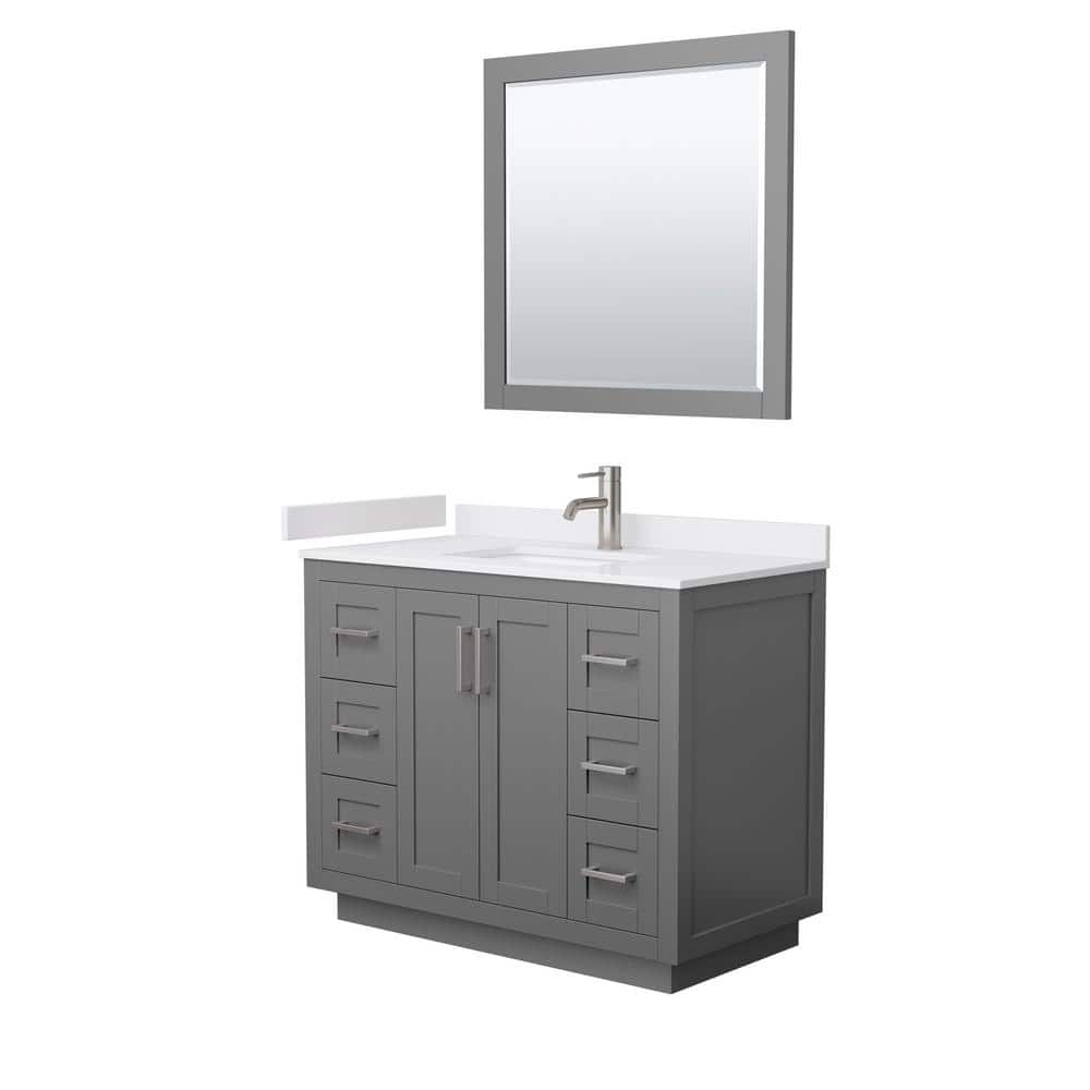 Wyndham Collection Miranda 42 in. W Single Bath Vanity in Dark Gray